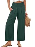 Best Palazzo Pants for Women Over 50: Comfort Meets Confidence (2026 Complete Guide) 2 ANRABESS Womens Pants Wide Leg High Waisted Palazzo Pants Summer Flowy Beach Lounge Casual Trousers with Pockets Dark Green Medium