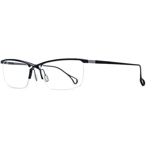 Image of FONEX Pure Titanium Glasses Frame Men Semi Rimless Square Eyeglasses Eyewear DTX416