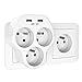 LENCENT Prise USB Secteur Multiple,Prise Triangulaire 5 en 1, Chargeur USB Multiprises 4000W avec 3 Sortie AC 16A et 2 Ports USB 2,4A, Idéal pour Chambre Cuisine et Bureau