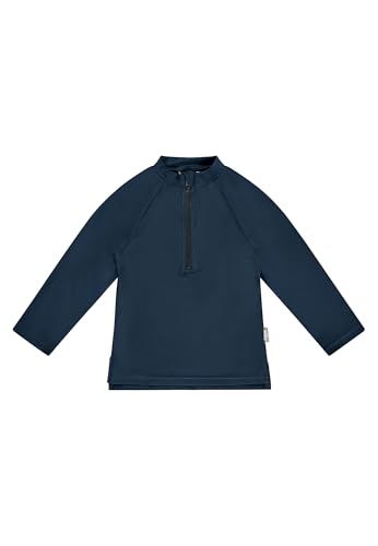 Sterntaler Badeshirt langarm uni – UV-Schutz 50+ Schwimmshirt – Unisex Beachwear schnelltrocknend – Kinder Rashguard mit Reißverschluss & Kinnschutz – marine, Größe 116