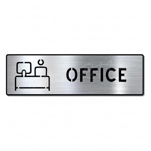 Image of Premium Brush Steel Finish Acrylic Office Door Sign Easy to Mount Self-Adhesive Tape Signage for Hotel Office Resort Society Corporate Business Hospital