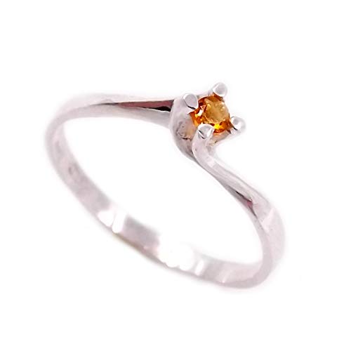 Bague quartz citrine pierre naturelle argent 925 solitaire femme de valeur