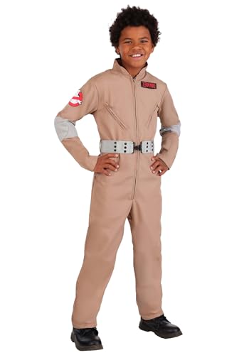 Fun Costumes Kids Ghostbusters Uniform Costume | Movie Character Jumpsuit with Name Patches and Belt for Halloween Small