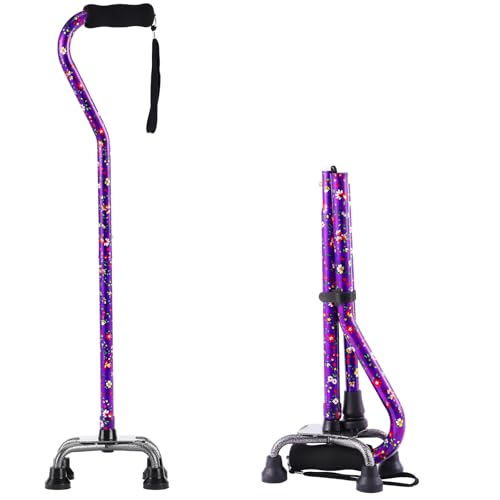 Floral Quad Cane for Women, Adjustable Walking Canes with 3-in-1 Interchangeable Base(3 Tips) for Versatile Support, Stylish & Stable Mobility Aid for Seniors Confidence by YOKABOZE - Used condition - Image 8