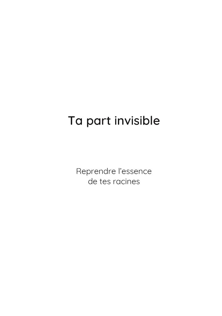 Ta part invisible – Partie 1 : Reprendre l’essence de tes racines: Un voyage intérieur au cœur de tes racines, pour comprendre, guérir et transformer ton histoire.