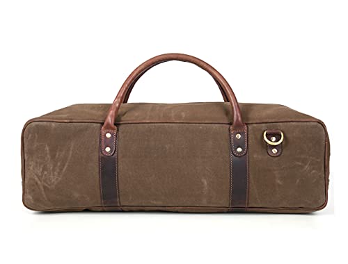 Aaron Leather Goods Canvas Leather Chef Knife Bag with Adjustable/Detachable Shoulder Strap (Seaweed, Canvas) - Image 4