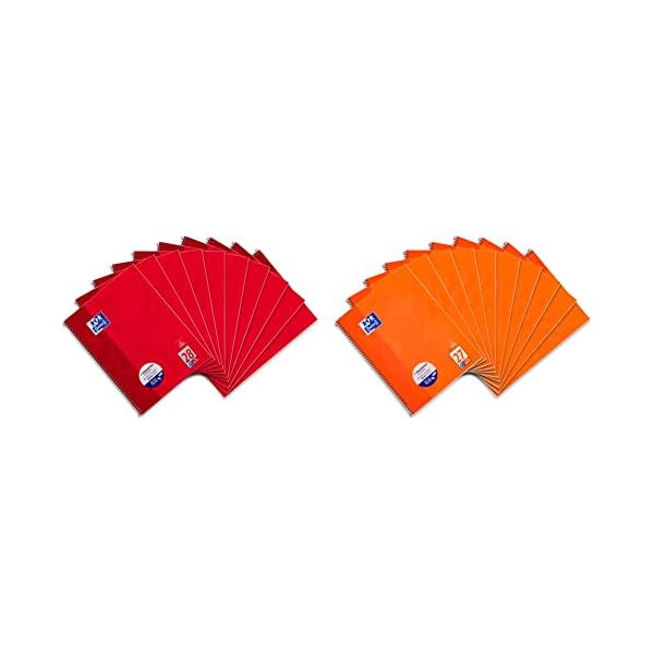 Oxford Collegeblock A4 kariert, mit Doppelrand, 80 Blatt, rot, 10 Stück & Collegeblock A4 liniert, mit Doppelrand, 80…