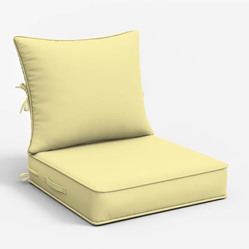 Snubbull Outdoor Patio Chair Cushions Set 22 L X 22 W X 4 H Waterproof & Fade Resistant Deep Seat and Back Cushions with Removable Covers Outdoor Seat Cushion Set for Chairs and Sofas