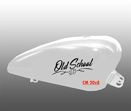 Kit 2 adesivi moto serbatoio old school bobber chopper harley custom vintage cod. 1671 (070 NERO, LUCIDO (glossy_lucid))