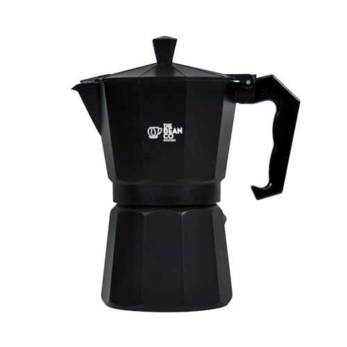 Image of THE BEAN CO Classic Moka Pot | Premium Aluminium | Stovetop | Espresso Coffee Maker (300 ml, Black)