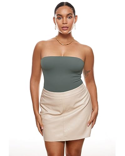 Image of INLYRIC Women's Natrelax Sexy Strapless Bodysuit Thong Tube Top Off The Shoulder One Piece Leotard
