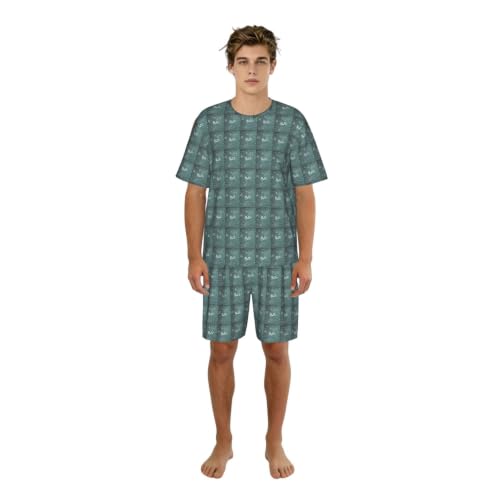 Pyjama court homme motifs maths en tissu doux et extensible pour l'été