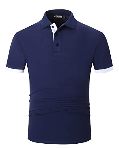 Preisvergleich Produktbild Kuson Herren Poloshirt Polohemd Kurzarmshirt Sommer T-Shirt Basic Navyvlau L