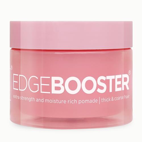 Style Factor Edge Booster Extra Strength & Moisture Rich Pomade | Strong Hold Edge Control Gel with Natural Beeswax for Thick & Coarse Hair | High Shine, Non-Greasy Styling | Pink Sapphire, 3.38 oz