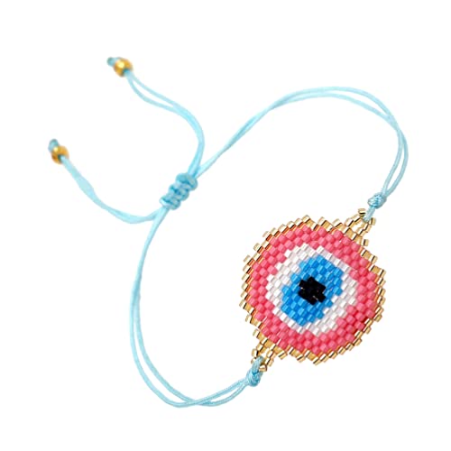 Holibanna Pulseira de olho turco azul, pulseiras de olho de peru, amuleto da sorte, pulseira de teci