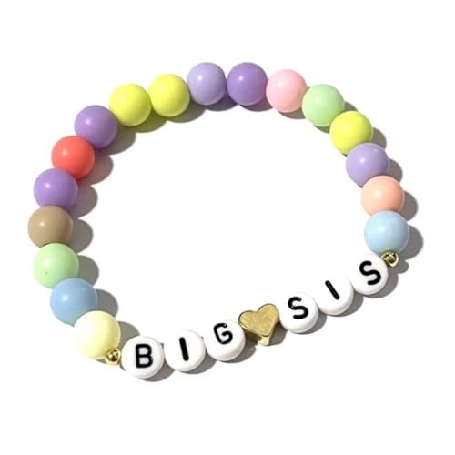 Image of Colorful Big Sister Bracelet Little Sister Bracelet Letter Beads and Heart Beads Bracelet Y2K Jewelry Gifts for Women