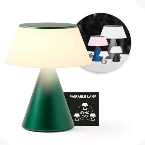 Lexon LUMA L Touch Sensitive Bedside Lamp, Wireless Night Light with Dimming Function and Multi-Lamp Sync, 9 LED Colours