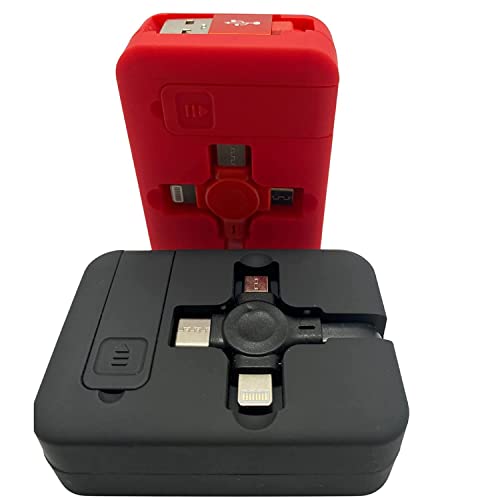 Joyful Bytes 2 Pack Three in One Charging Cable Cord 3 in 1 Retractable Cord - USB Cable Fast Charger Compatible/Type-C/Micro/Compatible with Apple Compatible Android 3 Feet Cable