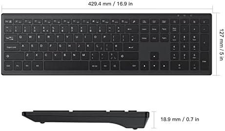 OMOTON Wireless Keyboard for Windows, Ultra Slim Full-Sized 2.4 GHz Wireless Keyboard with Numeric Keypad for Desktop/PC/Laptop, Simple Nordic Style, QWERTY UK Layout, One USB Receiver Black