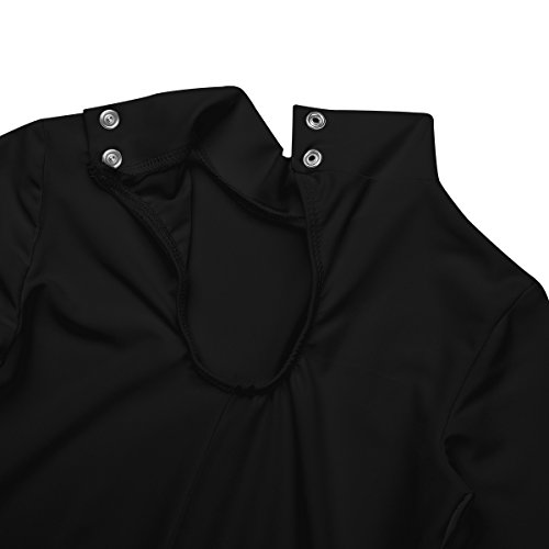 QinCiao Girls Kids Basic Stretch Long Sleeve Mock Turtle Neck Leotard Gymnastic Ballet Dance Leotard Active Top T-Shirt Black 7-8