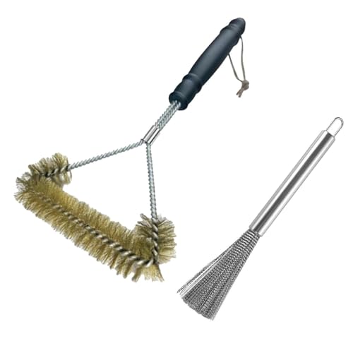 RELKLYU Brosse Grill 1 Morceau Et Pinceau De Pot Et Bol, Outils De Nettoyage De Cuisine, Accessoires De Barbecue, Brosse Métallique Durable.