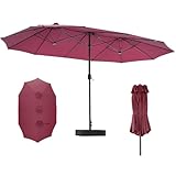 DUMOS 15FT Large Patio Umbrella with Base Included, Heavy Duty...