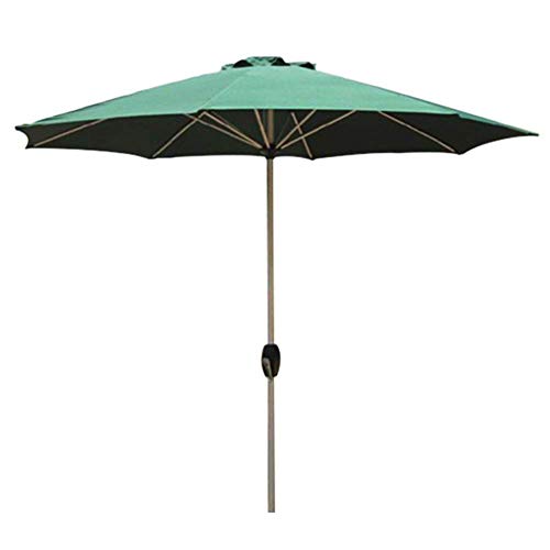 Parasol de patio manivelle robuste structure aluminium toile verte de 2,7m