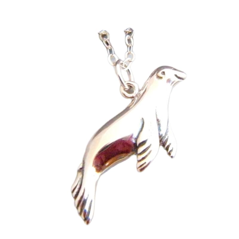 Collar de león marino en plata 925 con colgante oceánico y cadena de 45 cm