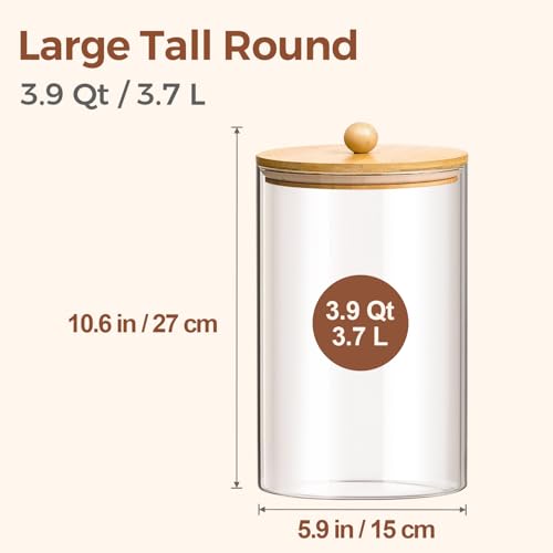 image for ComSaf 1 Gallon Cookie Jar, Large Glass Jar with lid, Glass Canisters 