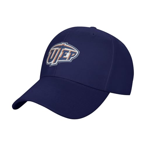 Oicvrct UTEP Miners Adult Adjustable Cotton Baseball Cap Hat for Man Woman Navy Blue