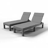Luxirest Lot de 2 Bain de Soleil Chaise Longue Jardin Exterieur - Dossier réglable - avec Coussin (Gris)