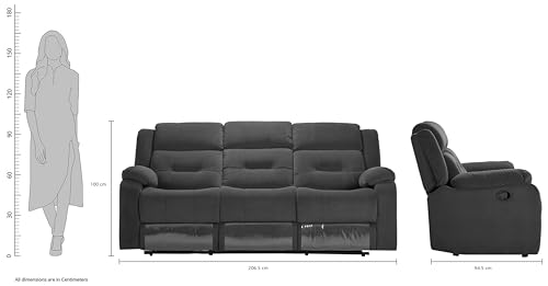 Image of Amazon Brand - Solimo Costa 3 Seater Fabric Manual Recliner (Grey)