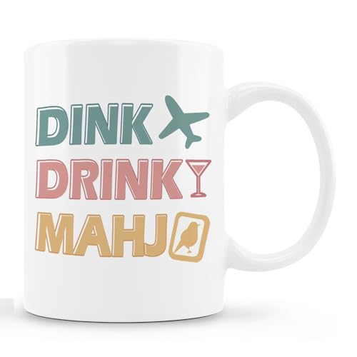 Zomhix Funny Trendy Mahjong Mug, Gifts for Mahjong Lovers Players Coffee Cup Ceramic, Couples Gifts for Him and Her Ceramic Coffee Tea Mug 11 oz