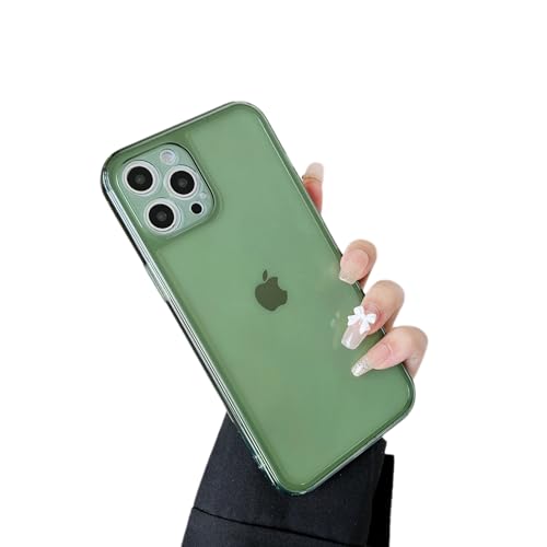 ZTOFERA Clear Case for iPhone 15 Pro 6.1 inch, Premium Silicone Bumper Protective Retro Color Soft Transparent Shockproof Case for Men Women Girls-Green