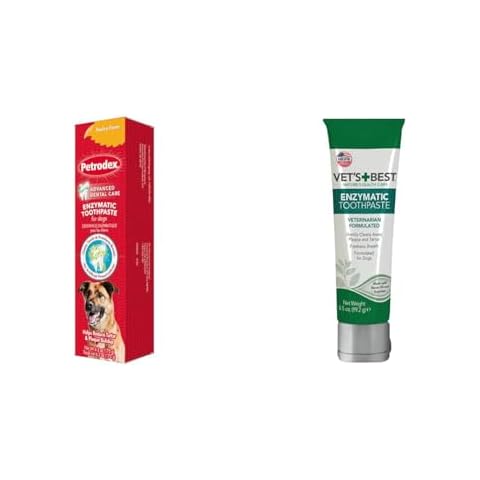 Petrodex Toothpaste for Dogs and Puppies, Cleans Teeth and Fights Bad Breath & Vet’s Best Enzymatic Dog Toothpaste | Teeth Cleaning and Fresh Breath Dental Care Gel Cover