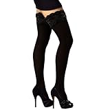 LLOUSSAK Black Thigh High Stockings for Women, Plus Size Sheer Black Thigh Highs Pantyhose, Black TightsPantyhose for Women, Knee High Stockings for Women, Lace Top Thigh High Stockings