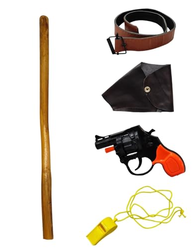 Image of BookMyCostume Police Kit for Kids | Commissioner Costume Accessory Set - Toy Gun, Gun Cover, Stick & Whistle | Police Costume Accessory Set | Role Play Fancy Dress Kit for Boys & Girls | Age 3-8 Years