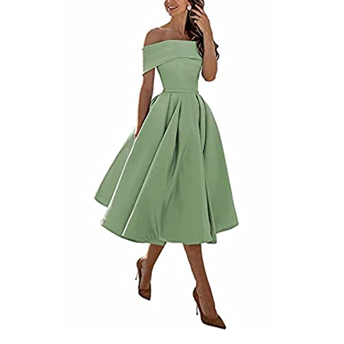 Kurzes Partykleider Festlichkleider,Einschultriger Dreiviertelrock aus Satin in A-Linie,Grey Green C,US6,Cocktailkleid mit Abendkleid Kurz Kurzes Partykleider Festlichkleider,Einschultriger Dreiviertelrock aus Satin in A-Linie,Grey Green C,US6,Cocktailkleid mit Abendkleid Kurz