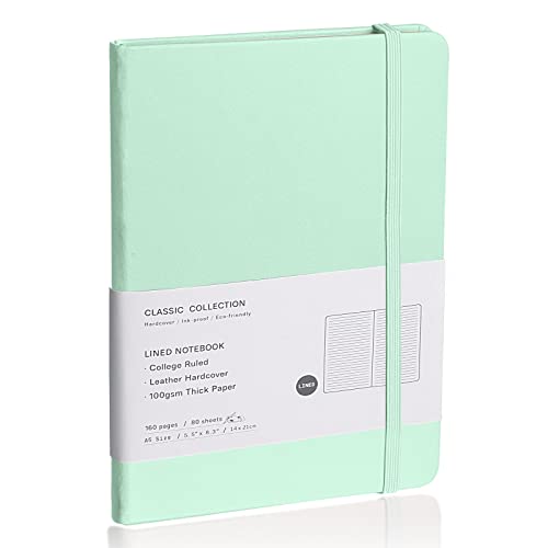 EMOMAS Lined Journal Notebook, (Eggshell Green), 160 Pages, Medium 5.7 inches x 8 inches - 100 gsm Thick Paper, Hardcover