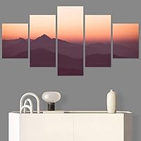 SIGNWIN 5 Panel Canvas Wall Art Orange Sunset for Home Decorations Ready to Hang - 60