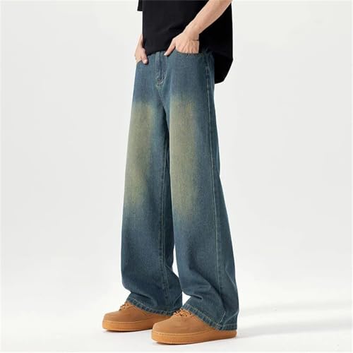 Men's Fashion High Waist Solid Color Straight Jeans Casual Vintage Loose Wide Leg Jeans2