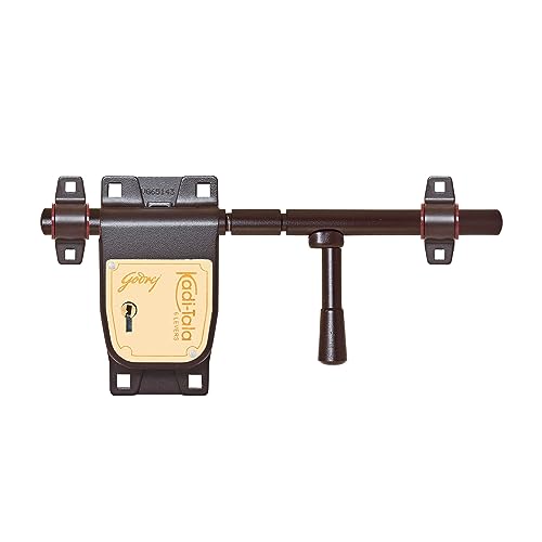 Image of Godrej Locks I Kadi-Tala 6 Lever 275 mm I 3 Keys I for Double Door, Fitting Outside of Door Pannel I Aloy Steel Body Double Locking Mechanism for Main Door I Brown Texture Finish