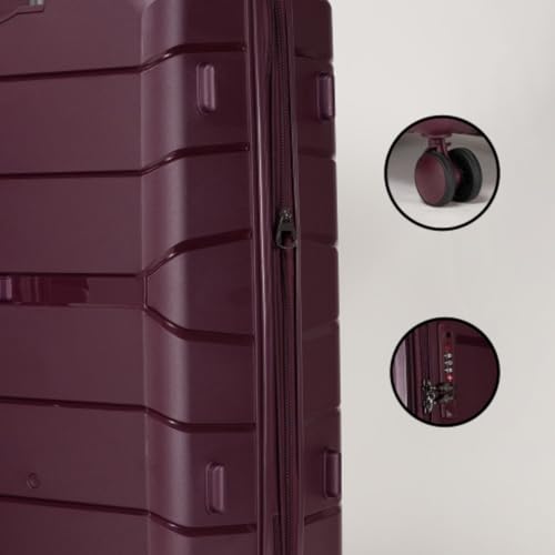 4-Piece Luggage Set, Suitcases (18", 20", 24", 28"), Polypropylene Carry-On Luggage, 4 Spinner Wheels, Top and Side Handles, Combination Lock, Telescopic Handle, Interior Dividers4