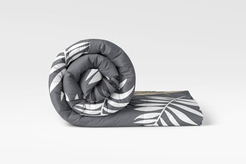 Image of LOOMLYFE 300 TC All Season King Size AC Comforter || Blanket || Duvet for Double Bed with 1 Flat Bedsheet and 2 Large Pillow Covers - 4 Piece Comforter Set - GreyLeaves
