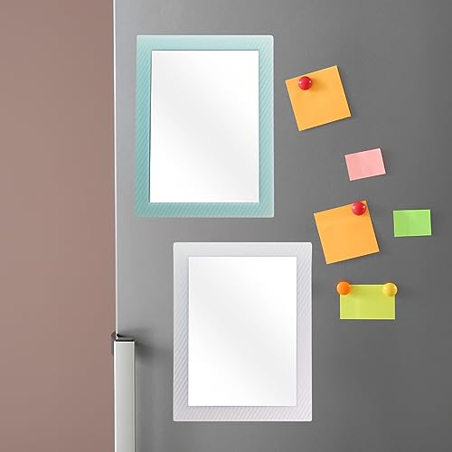 Image of Mymazn 2 Pack Magnetic Locker Mirror for School Locker, Refrigerator, Office Cabinet, 6.3 inch x 4.8 inch, Locker Accessories Rectangular Mirror (Soft Mint and White)