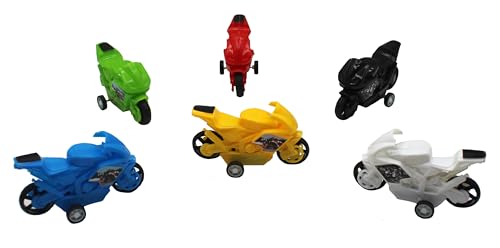 Neoinsta Set of 6 Mini Pull Back Racing Bikes | Colorful Speeder Motorcycle Toys with Two Wheels | Perfect for Kids, Toddlers, Boys & Girls | Card Packing Included