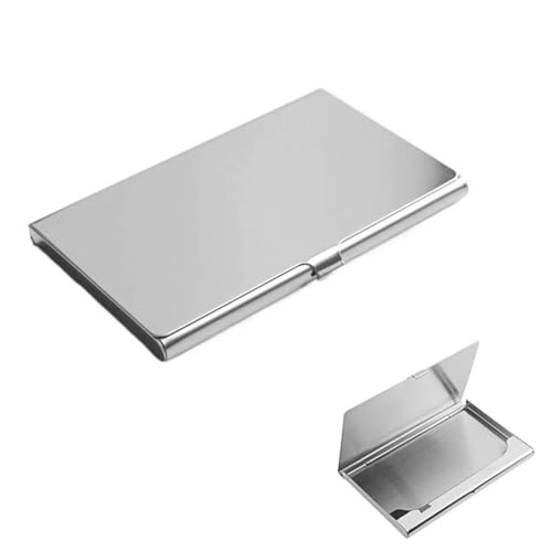 Estuche de Tarjetas de Visita de Metal Premium para Adultos, Estuche de Acero Inoxidable con Acabado Espejo, Caja de Almacenamiento Portátil para Tarjetas