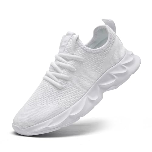 VGPSFN Mens Trainers Running Shoes Walking Sport Outdoor Casual Tennis Gym Fitness Shoes for Men Breathable Mesh Comfortable Lightweight Sneakers White UK Size 9 VGPSFN Mens Trainers Running Shoes Walking Sport Outdoor Casual Tennis Gym Fitness Shoes for Men Breathable Mesh Comfortable Lightweight Sneakers White UK Size 9