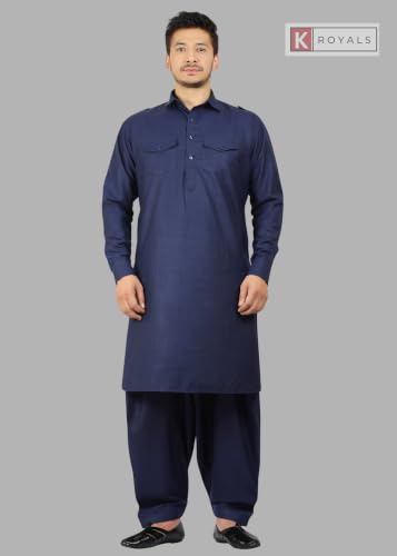 Image of K-ROYALS Full Pathani Suit for Mens /Cotton Blend Pathani kurta payjama set for mens