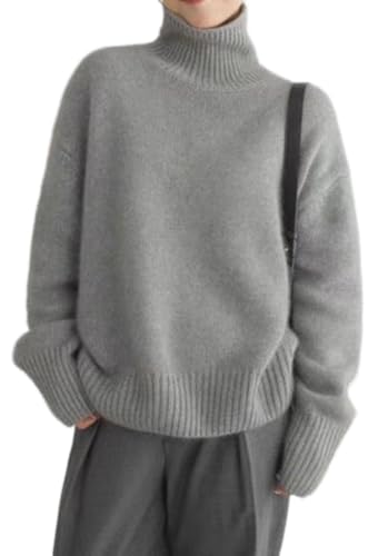 Image of Turtleneck Sweaters for Women Long Sleeve Knit Jumpers Fall Winter Chunky Soft Warm Trendy Pullover Basic Top